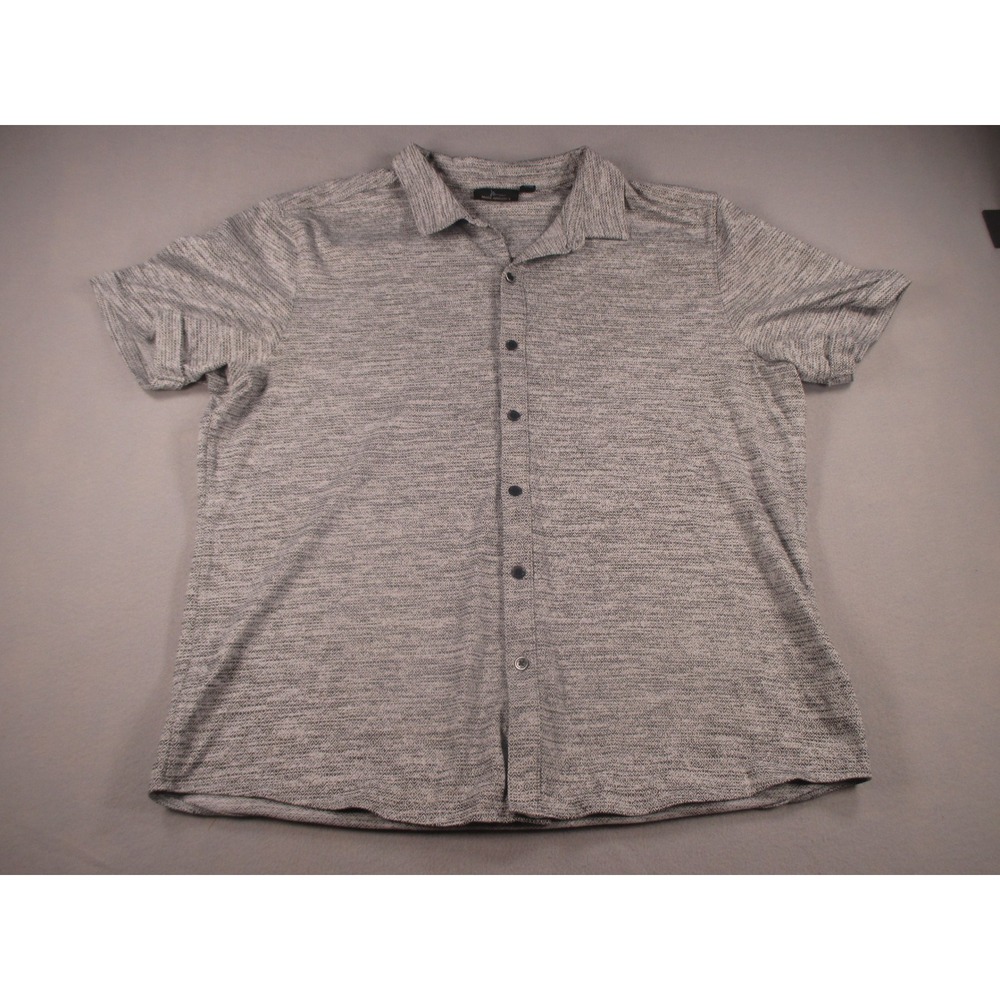Marc Anthony Mens XL Slim Fit Short Sleeve Button Up Shirt Grey Geometric Print